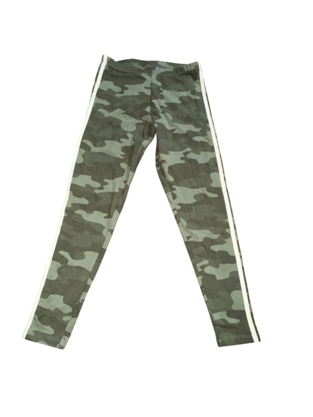 SO Girls Camo Print Leggings Green Camouflage White Side Stripe SizeXL (14/16)